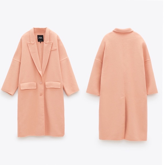 Zara Bloggers Fav Oversized Double Button Long Coat Tangerine XL NWT - Picture 3 of 13